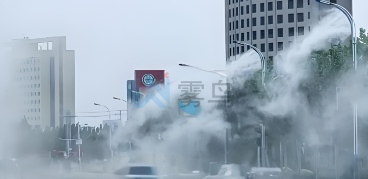 山東濟南環(huán)境監(jiān)測站聯動燈桿噴霧降塵降霾系統案例